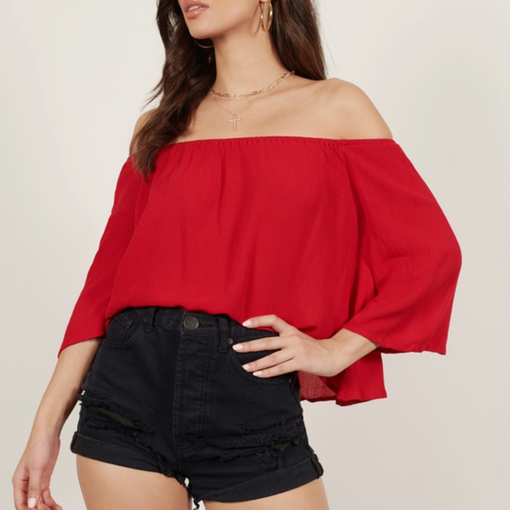 TOBI off the shoulder blouse in red